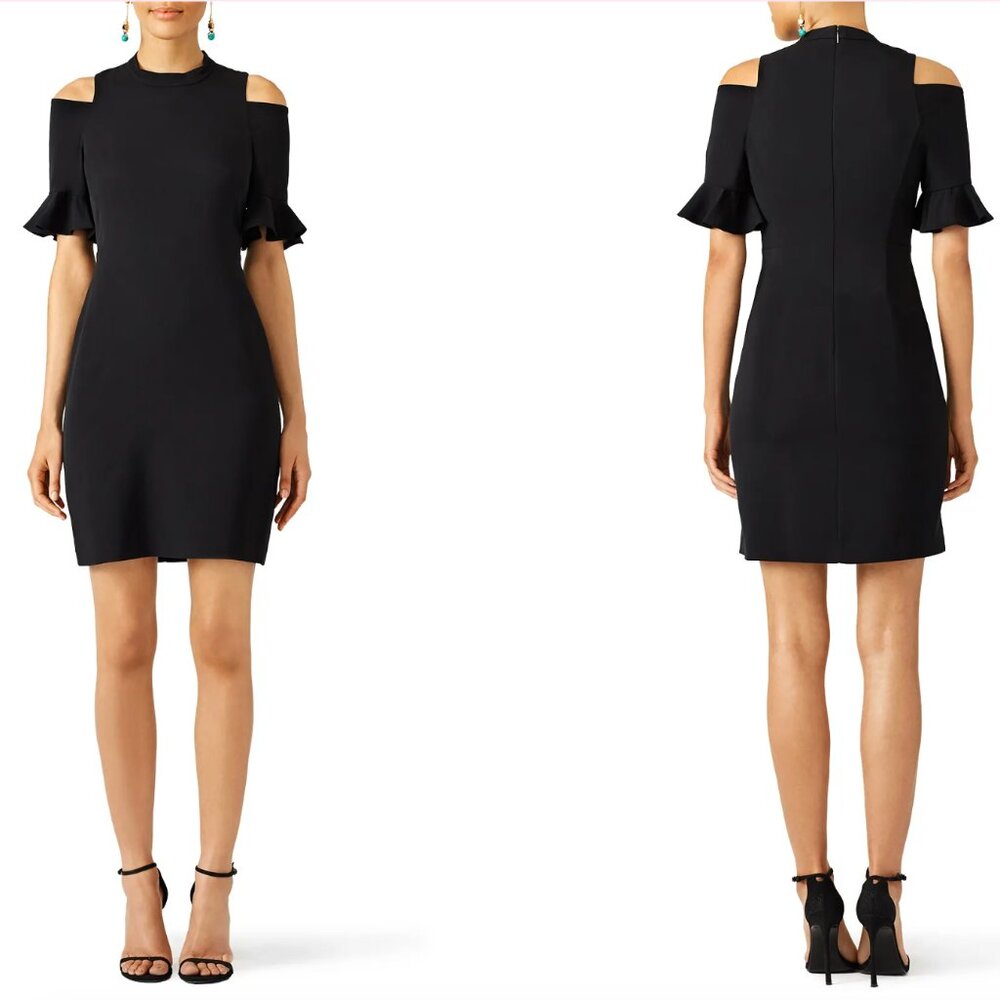 Rebecca Taylor NWT Black Cold-Shoulder Ruffle Dress Size 12 | Cocktail LBD